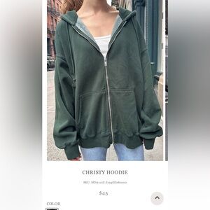 Dark Green Zip-Up Hoodie Jacket